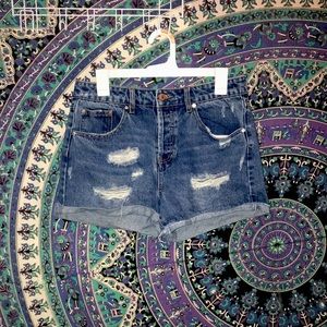 High waisted jean shorts